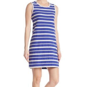Max Studio Sleeveless Striped Blue/Ivory Dress